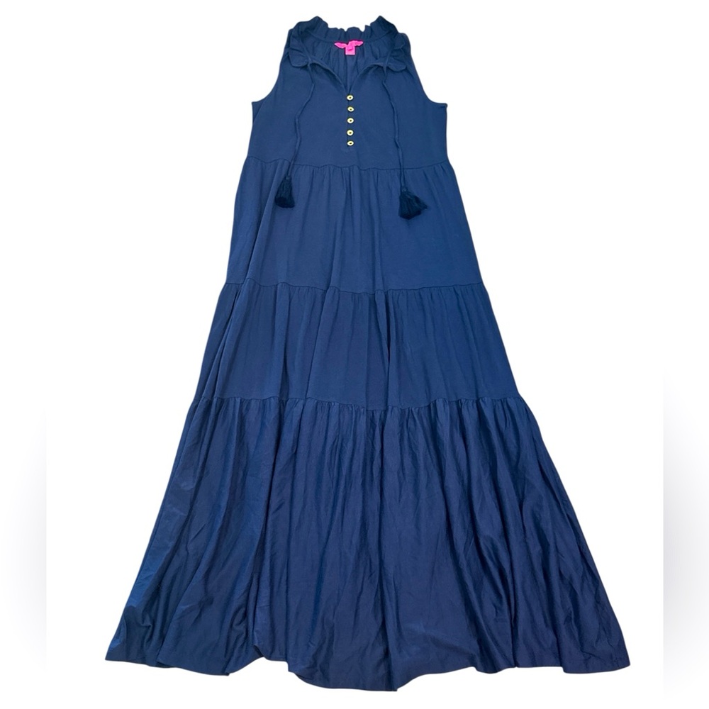 Lilly Pulitzer Malone Navy Blue Cotton Sleeveless Tiered Maxi Dress Size XS NWOT - Picture 9 of 10